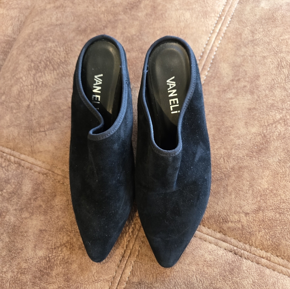 Vaneli Black Suede Mules